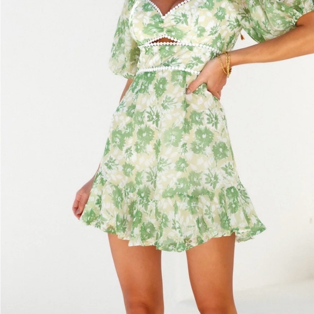 Hello Molly Green Floral Dress